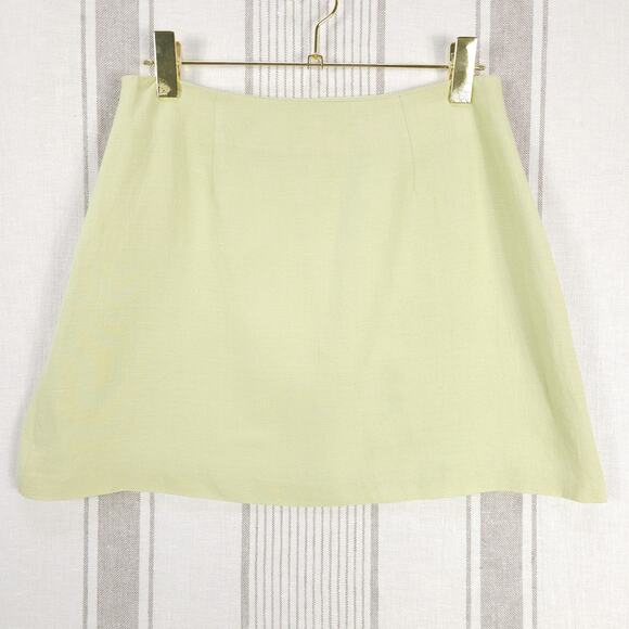 Y2K Skirt Womens 8 Vintage Pistachio Green Linen Blend Short Miniskirt Clueless - Picture 2 of 8